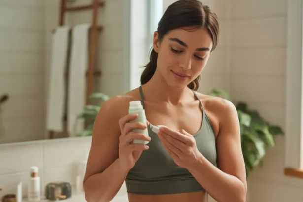 Femme appliquant un déodorant naturel, illustrant l'expérience de vivre sans déodorant pendant 6 ans