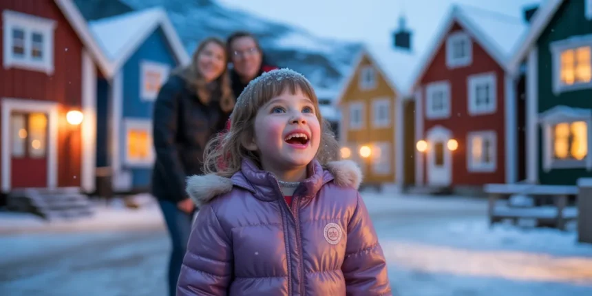Enfant émerveillé devant le village d'Arendelle de la Reine des Neiges à Disneyland Paris Disney Adventure World 2026