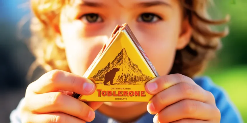 Barre de Toblerone avec l'ours caché dans le logo de la montagne suisse